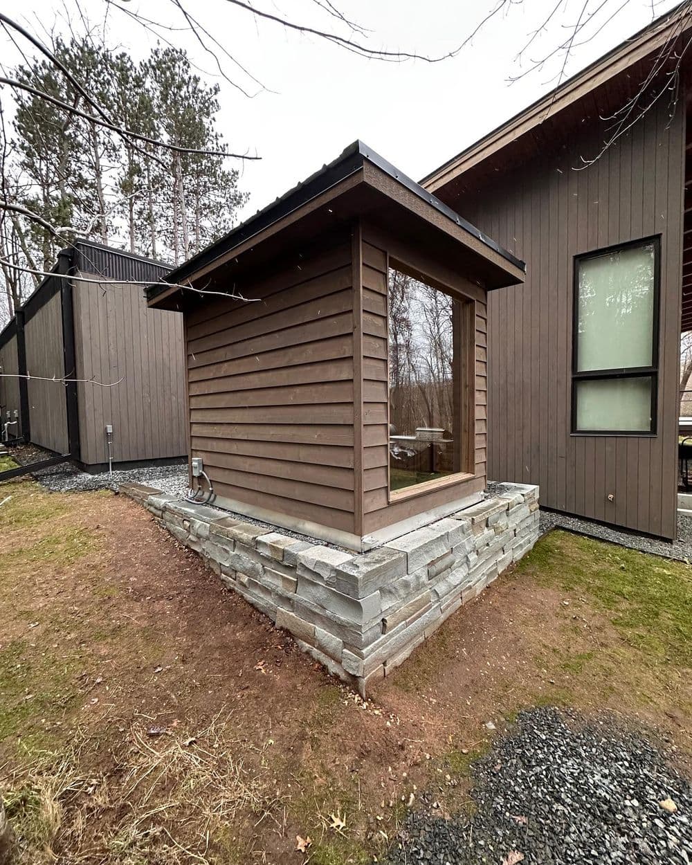 Custom Sauna and Stone Platform Installation image